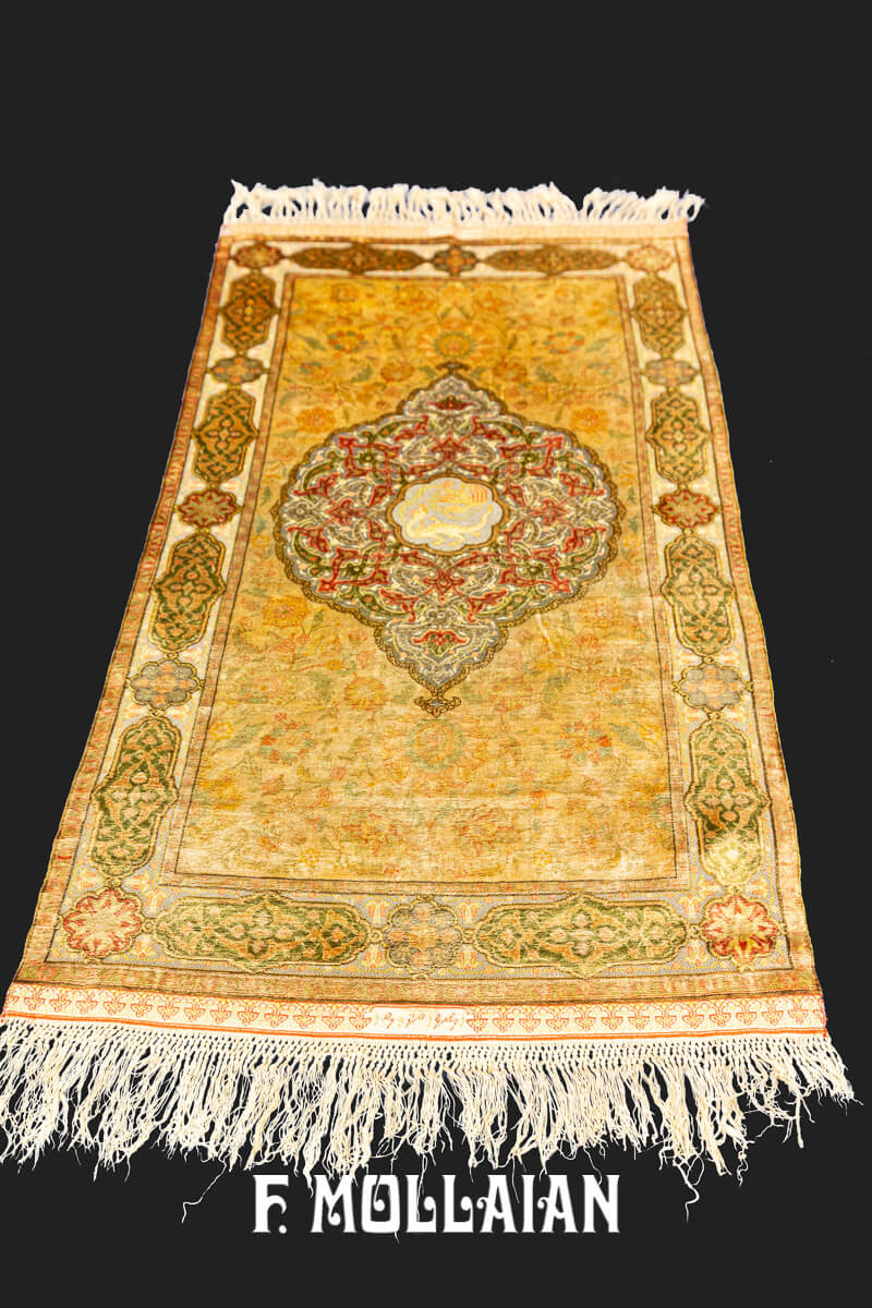 Qum Kapi Rug Gold-Green Color n°:473663